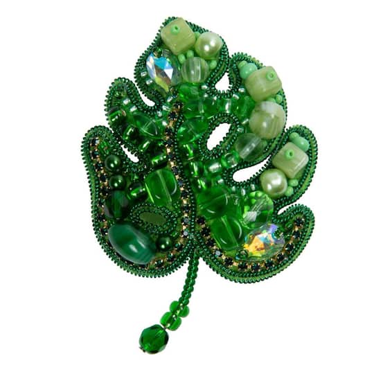 Charivna Mit Crystal Art Beadwork Monstera Brooch Kit